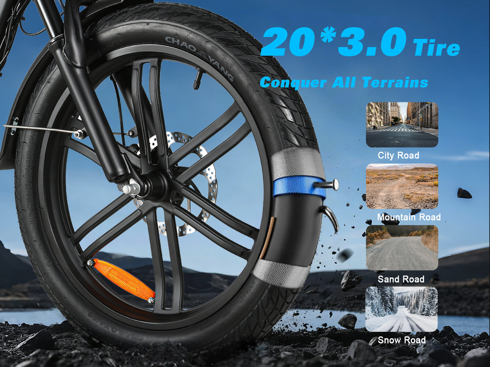 CY20 PRO Solid Wheel Portable Commuter Powerful Peak 800W Electric Bike