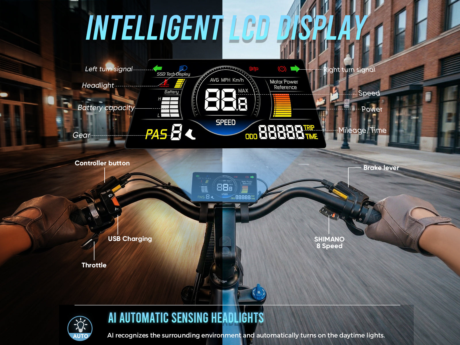 CREST Large Battery Fat Tire Powerful Peak 1800W Mountain Electric Bike