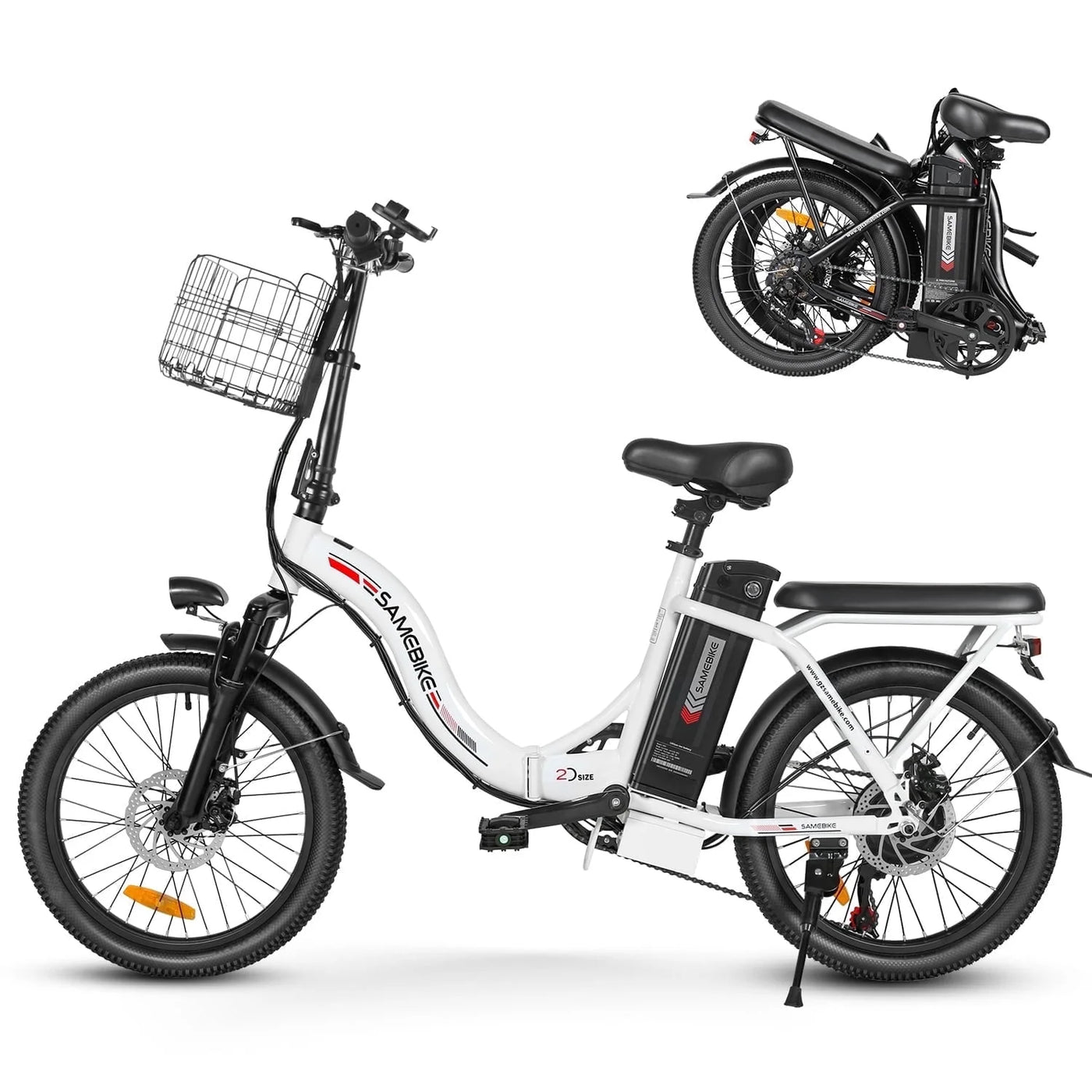 SAMEBIKES CY20 20" Electric Bike for Adults,Peak 560W Foldable Ebike,36V 13AH Removable Battery,Shimano 7-Speed Step-Through Commuter Bike Man Woman UL2849