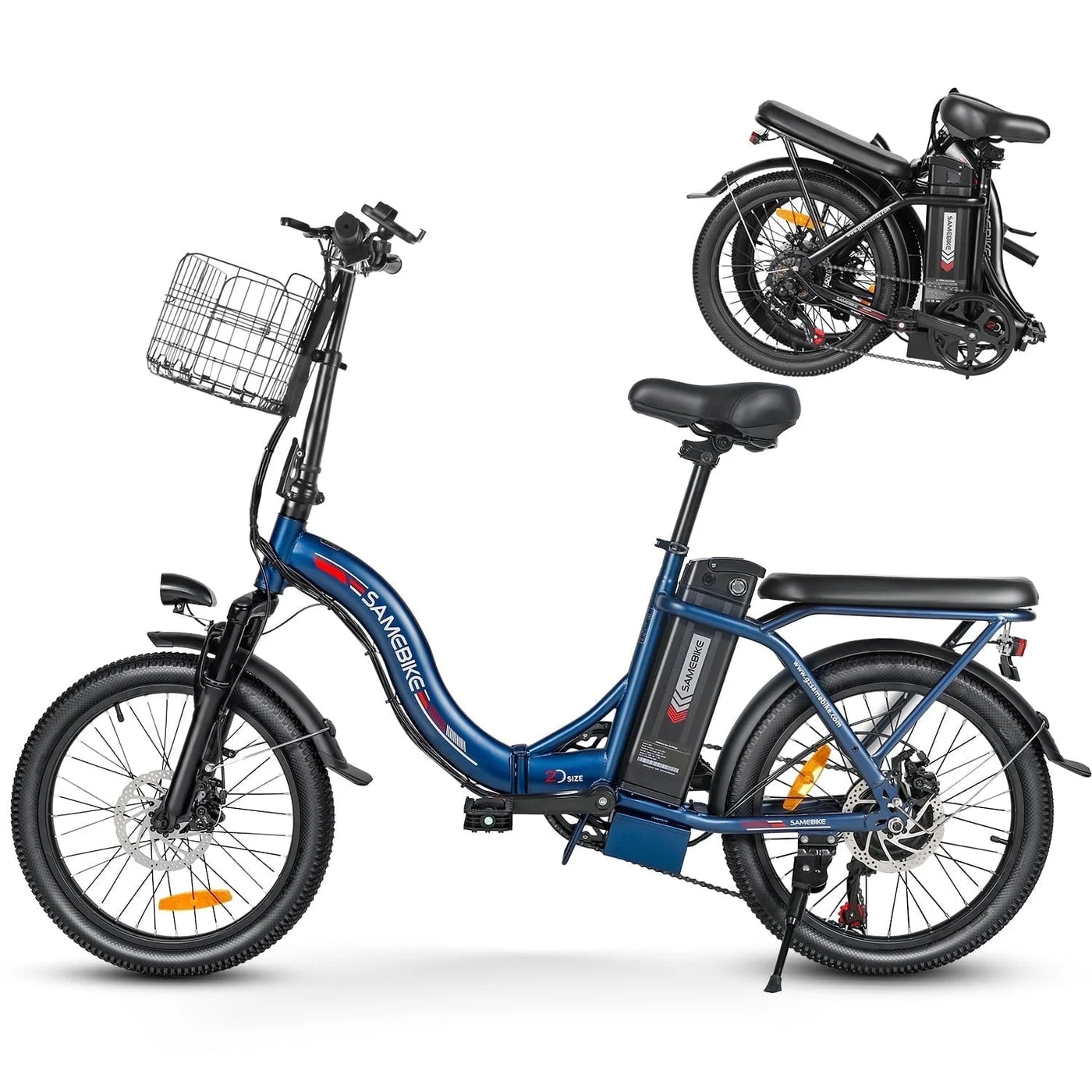 SAMEBIKES CY20 20" Electric Bike for Adults, 350W Foldable Ebike,36V 13AH Removable Battery,Shimano 7-Speed Step-Through Commuter Bike Man Woman UL28