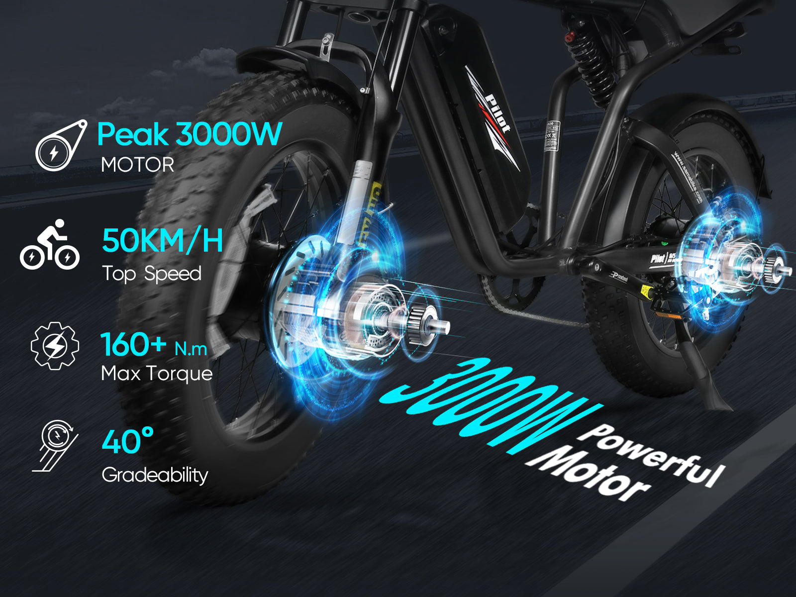 M20-III Off Road Peak 3000W Fat Tire Electric Bike